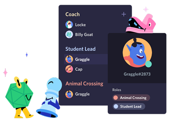 imagem simulando o sistema de grupos do discord e perfil
